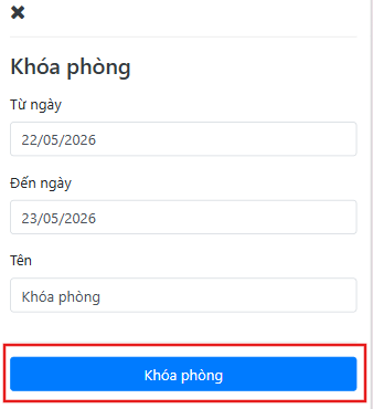 Giao diện nhập thông tin khóa phòng